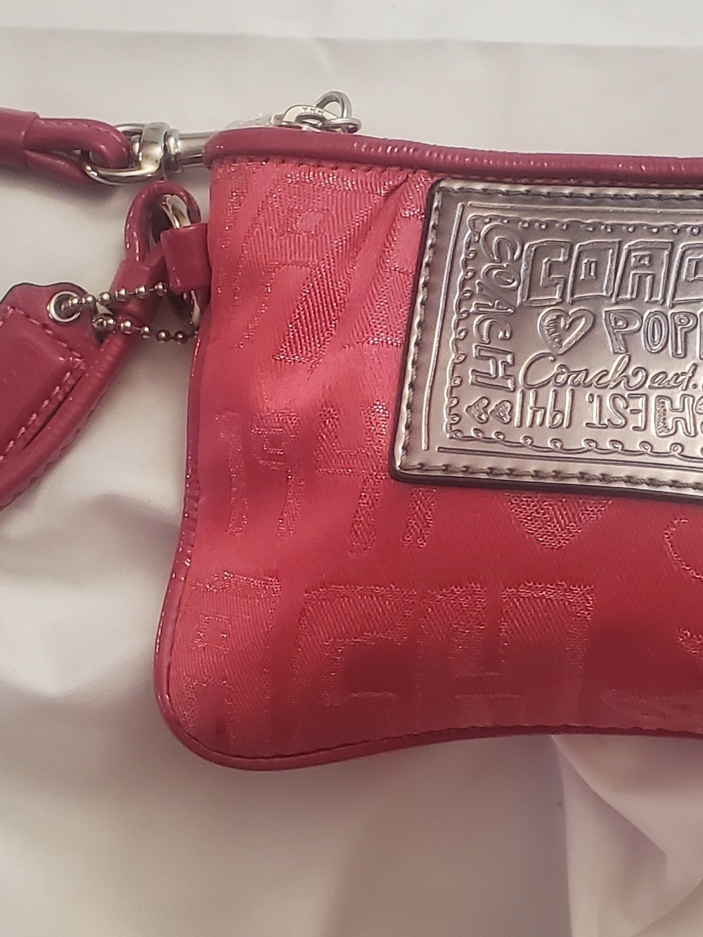 Coach Poppy Pink Signature Wristlet